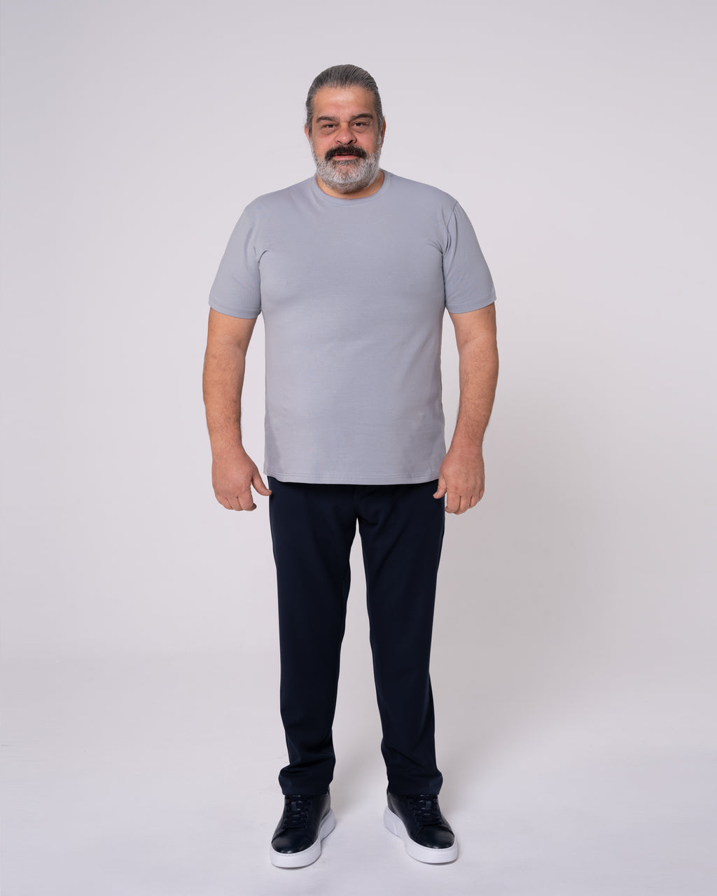 Gri Bisiklet Yaka Tişört