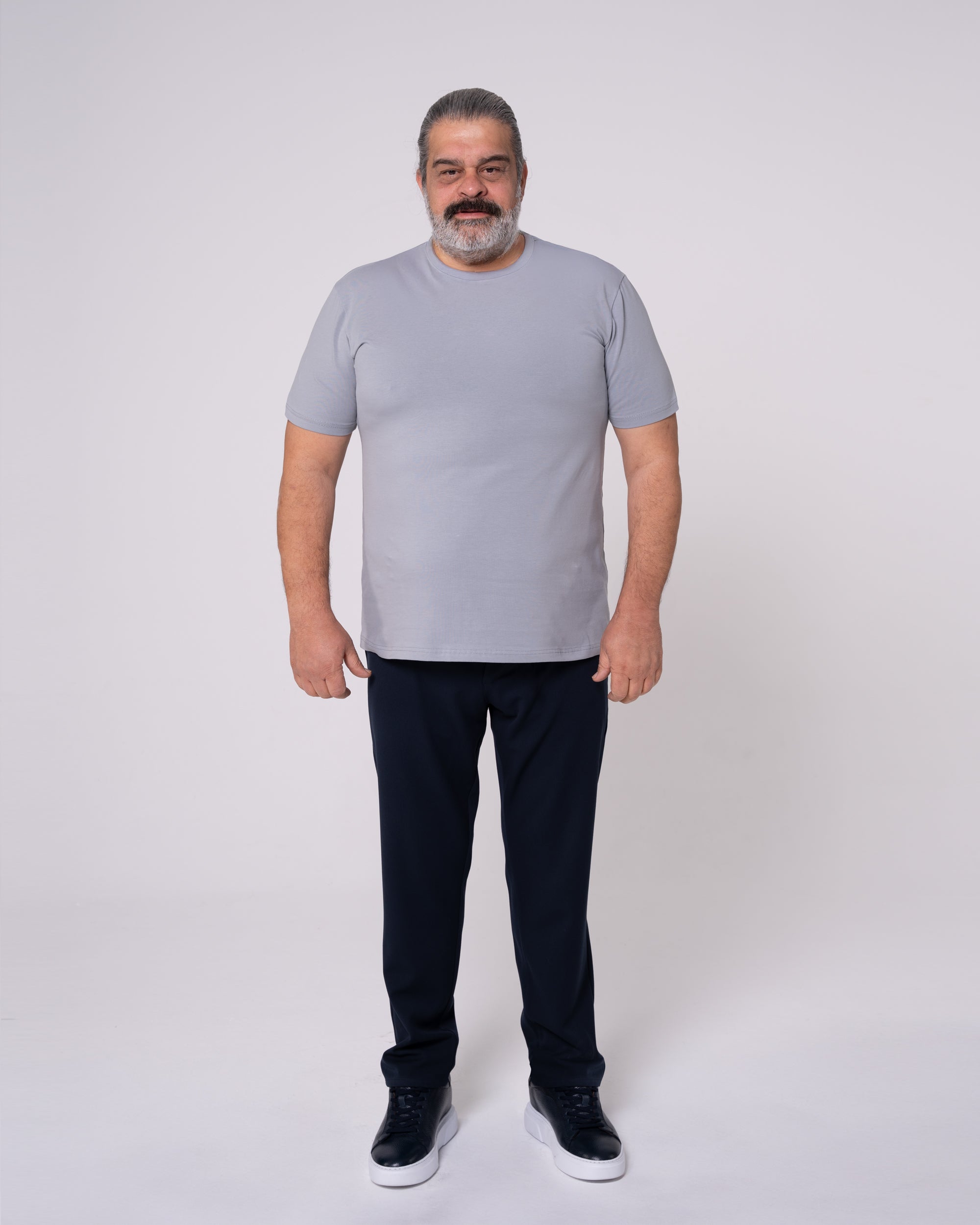 Gri Bisiklet Yaka Tişört