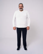 Beyaz Uzun Kollu V Yaka Tişört