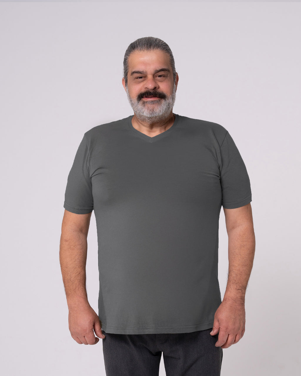 Antrasit V Yaka Tişört