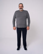 Antrasit Uzun Kollu V Yaka Tişört