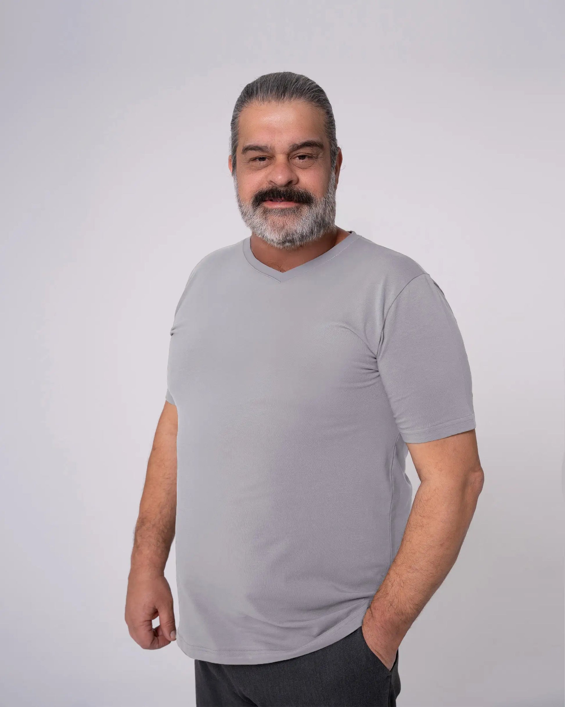 Gri V Yaka Tişört Craftlabel