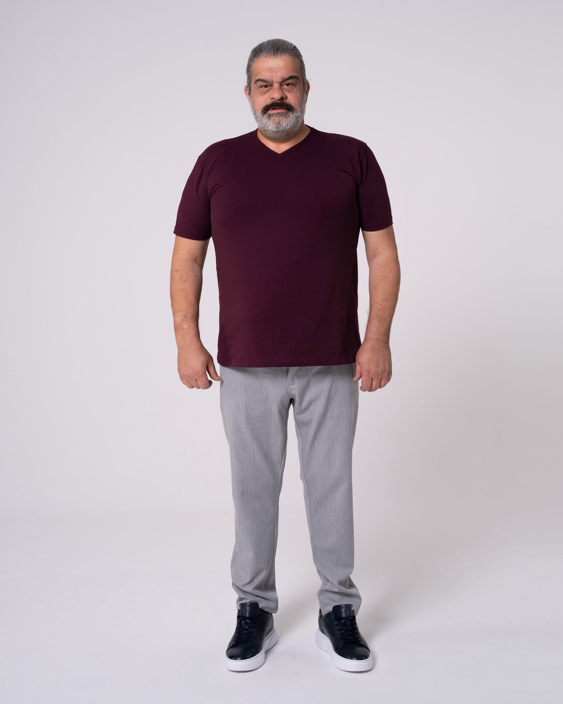 Bordo V Yaka Tişört