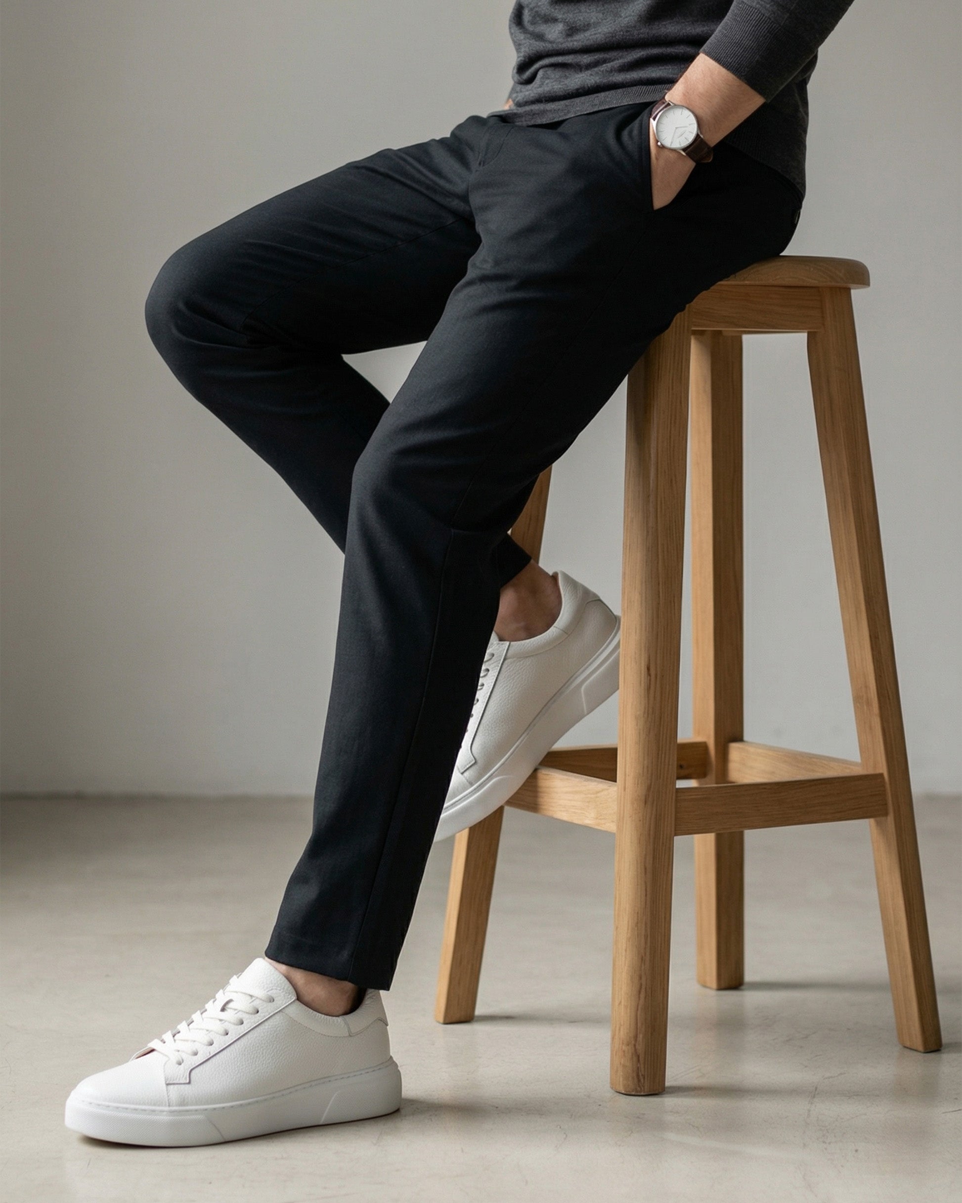 Beyaz - Beyaz Deri Sneaker +7CM Boy Uzatan Ayakkabı