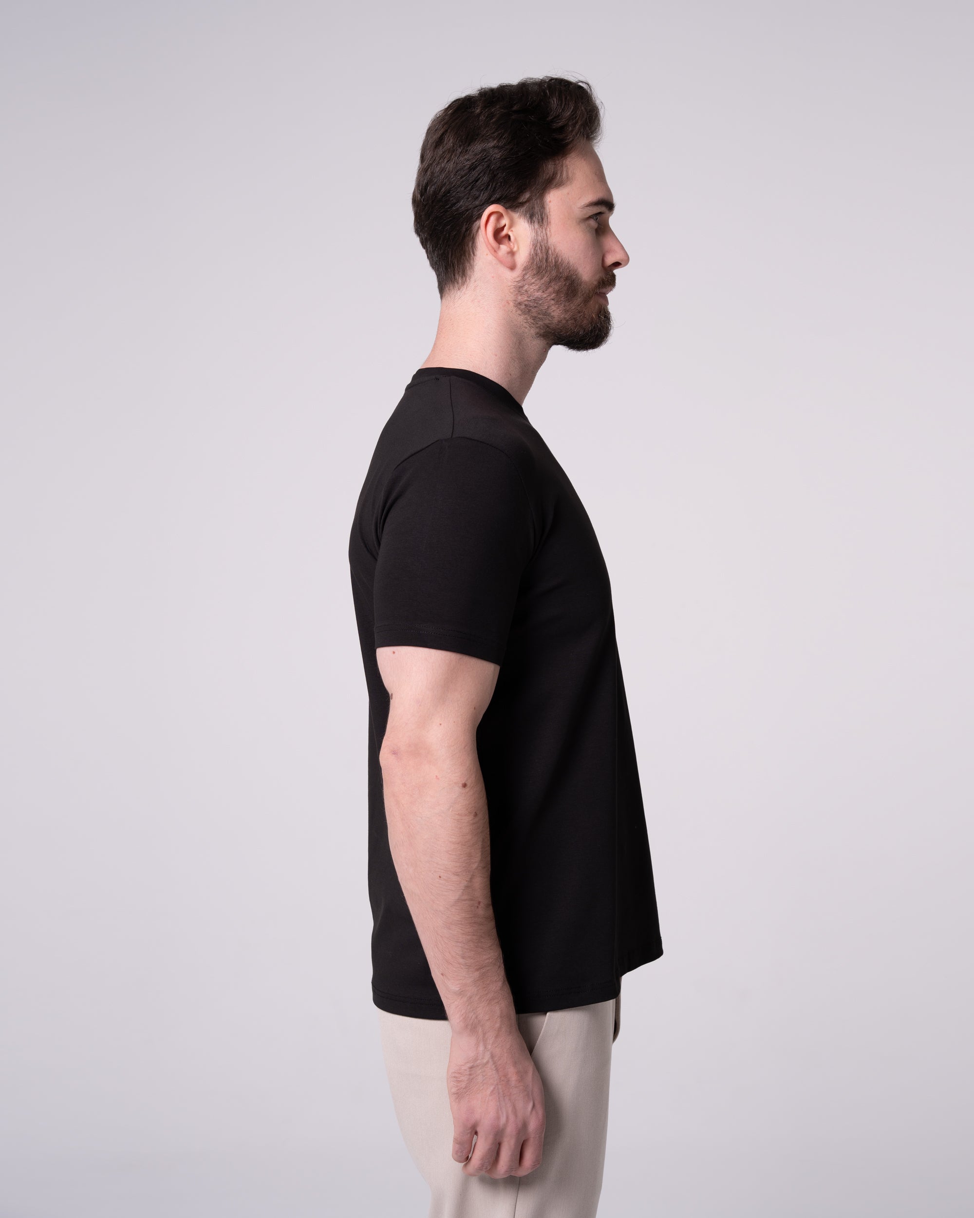 Siyah Bisiklet Yaka Tişört Craftlabel
