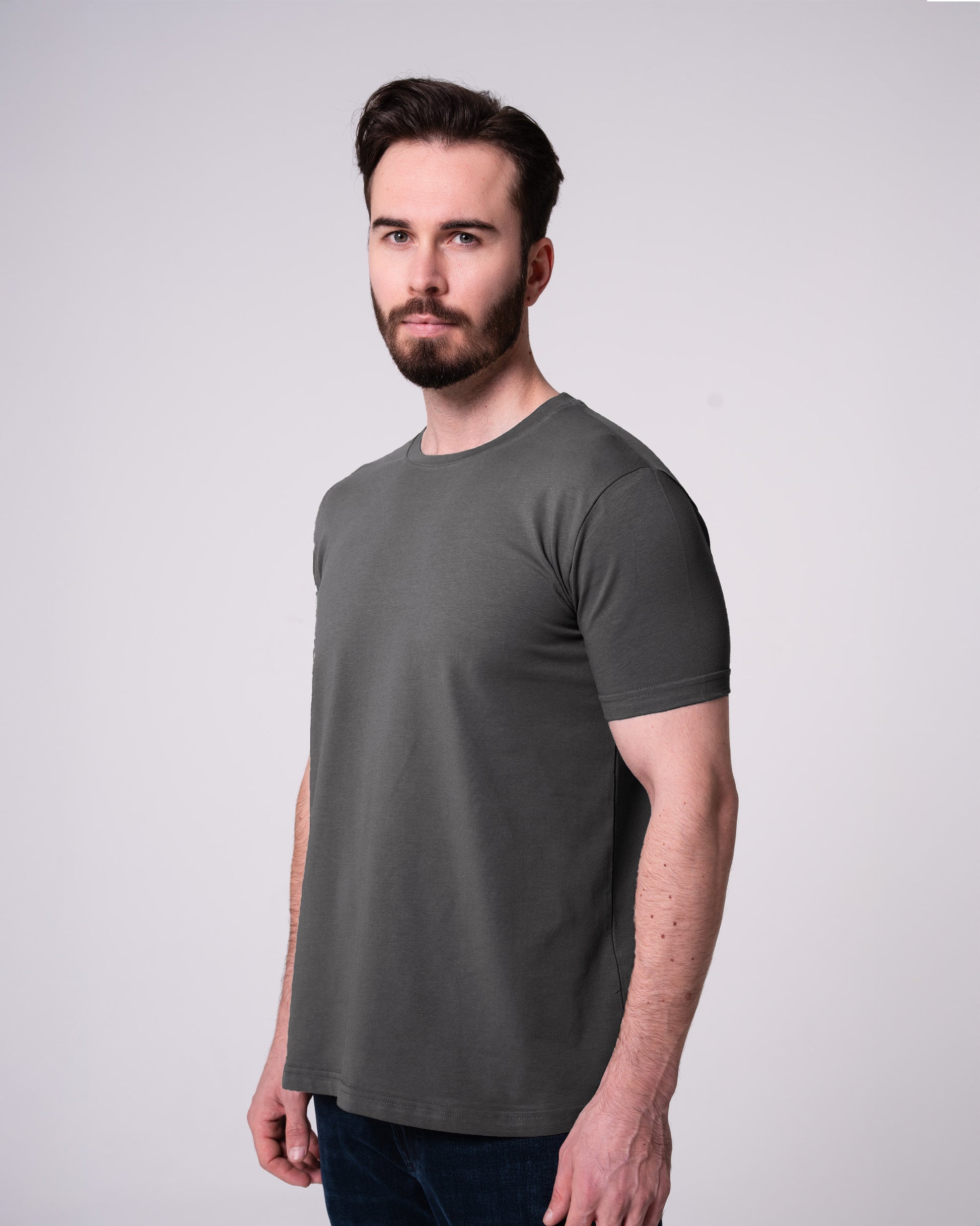 Antrasit Bisiklet Yaka Tişört Craftlabel