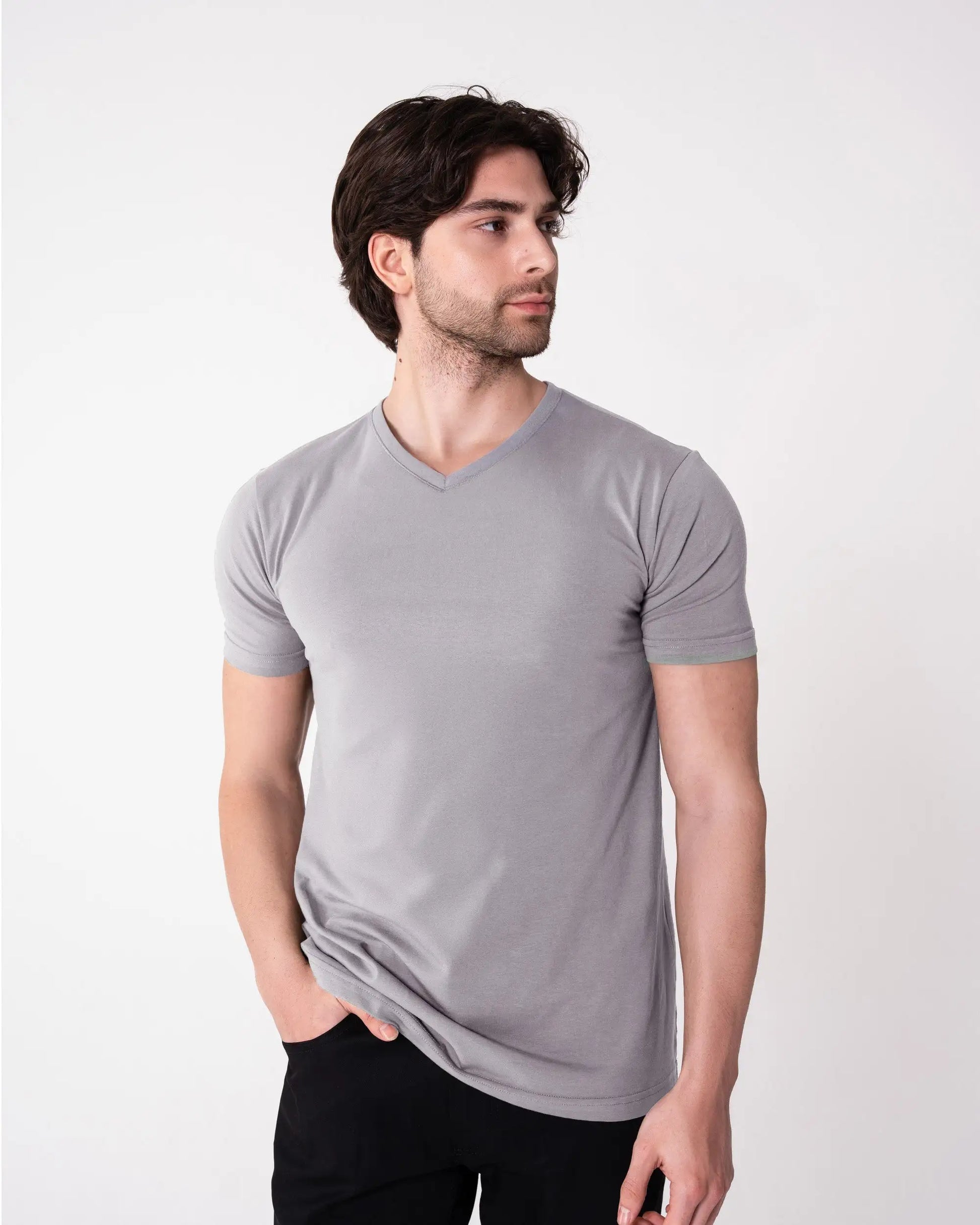 Gri V Yaka Tişört Craftlabel