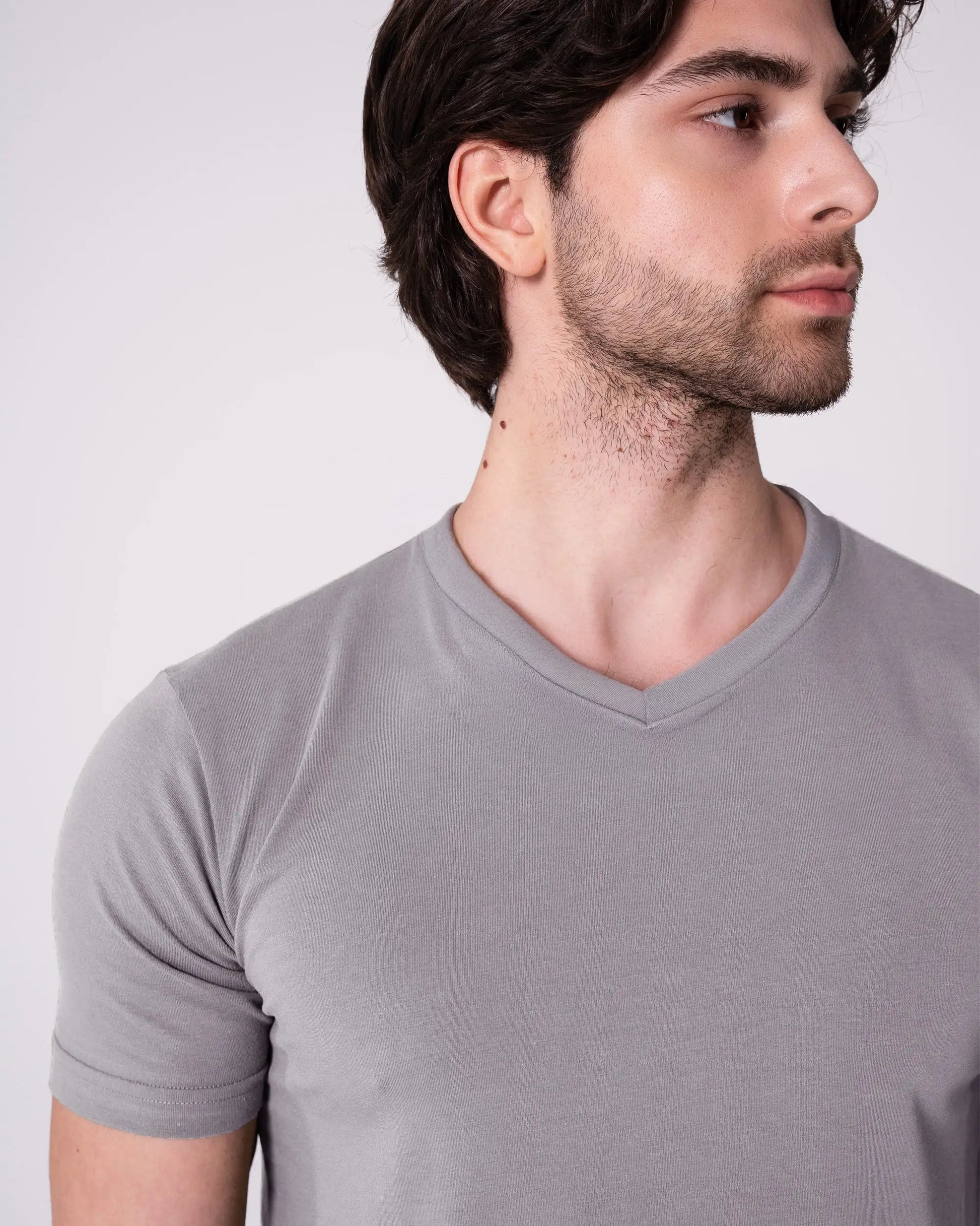 Gri V Yaka Tişört Craftlabel