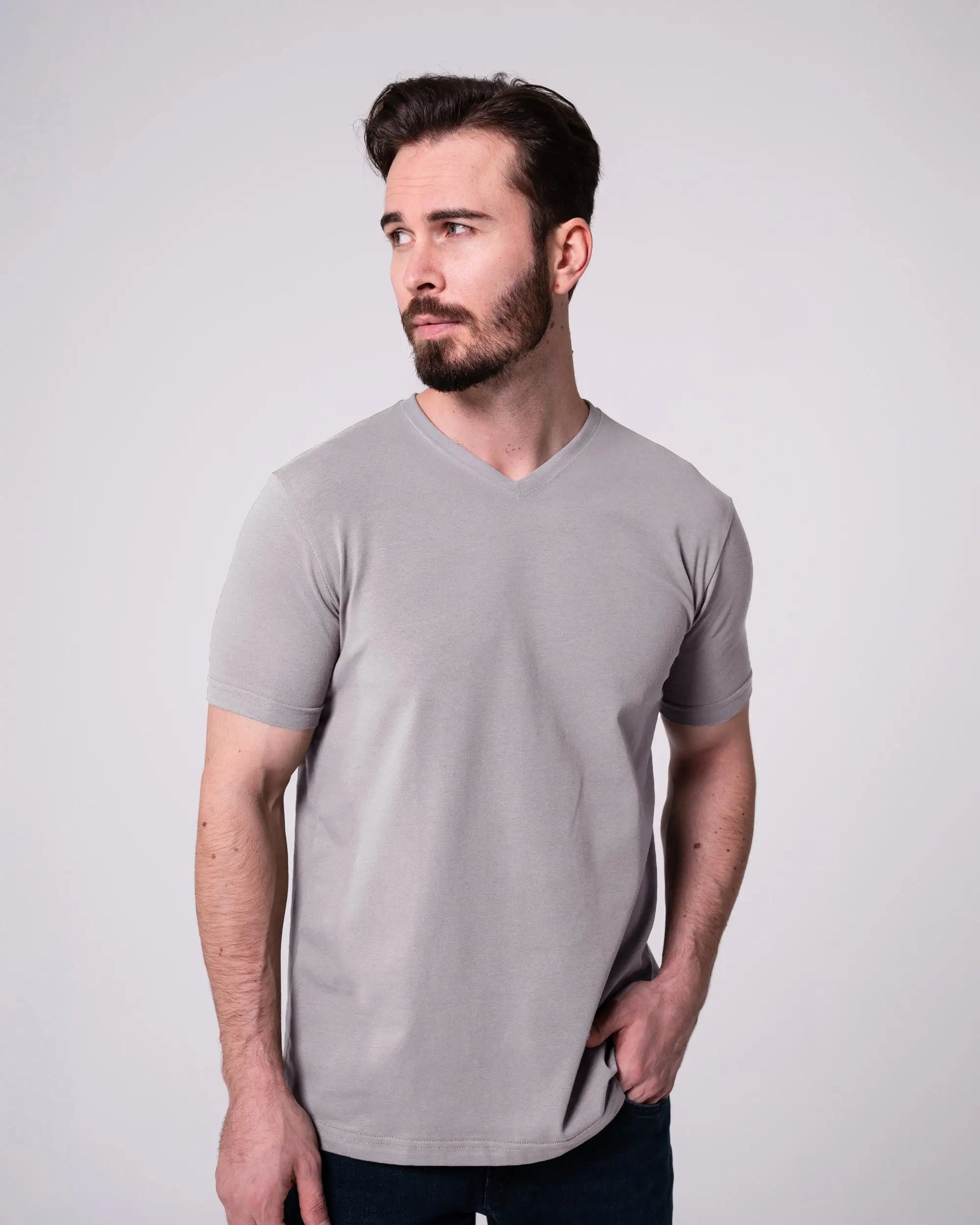 Gri V Yaka Tişört Craftlabel