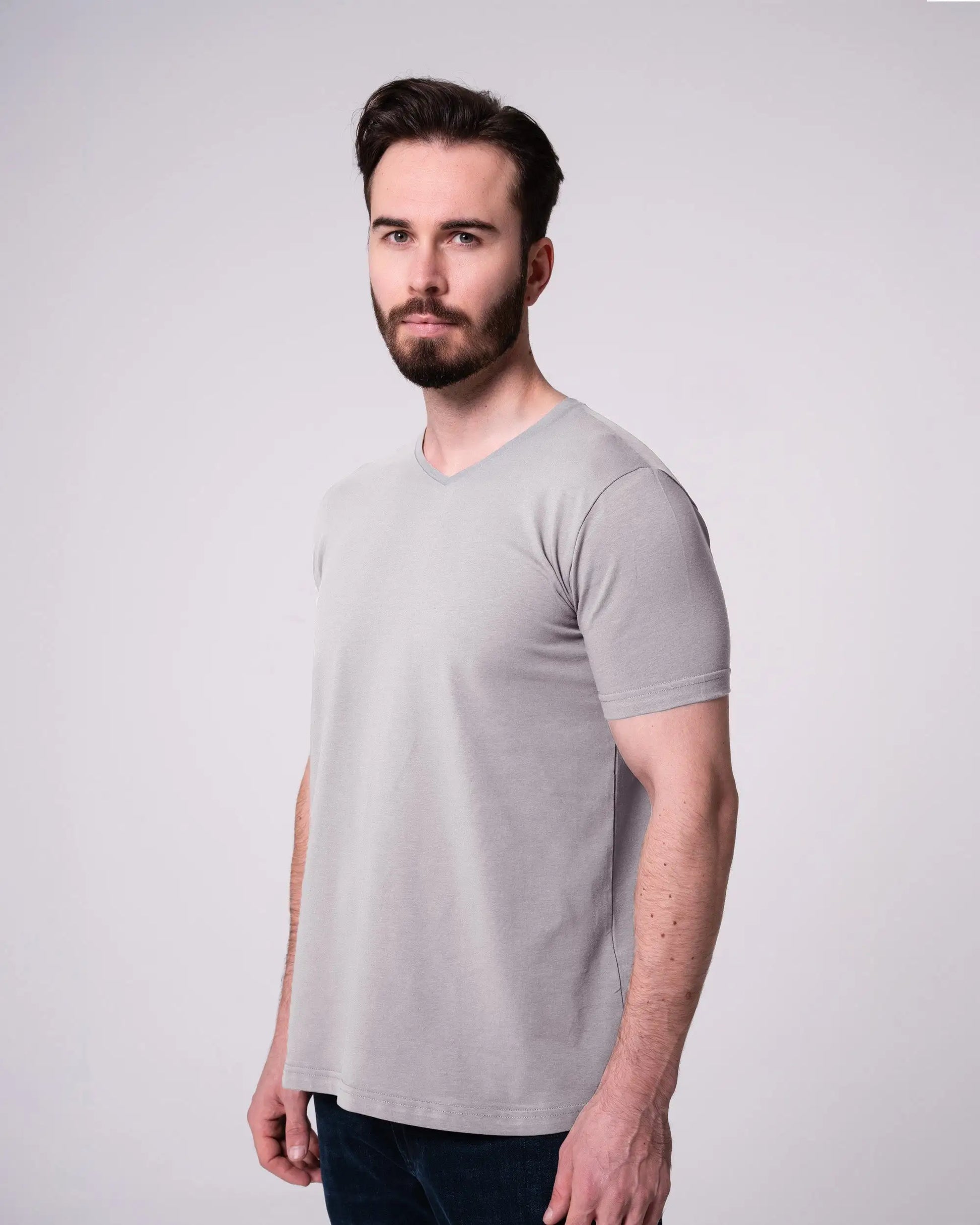 Gri V Yaka Tişört Craftlabel