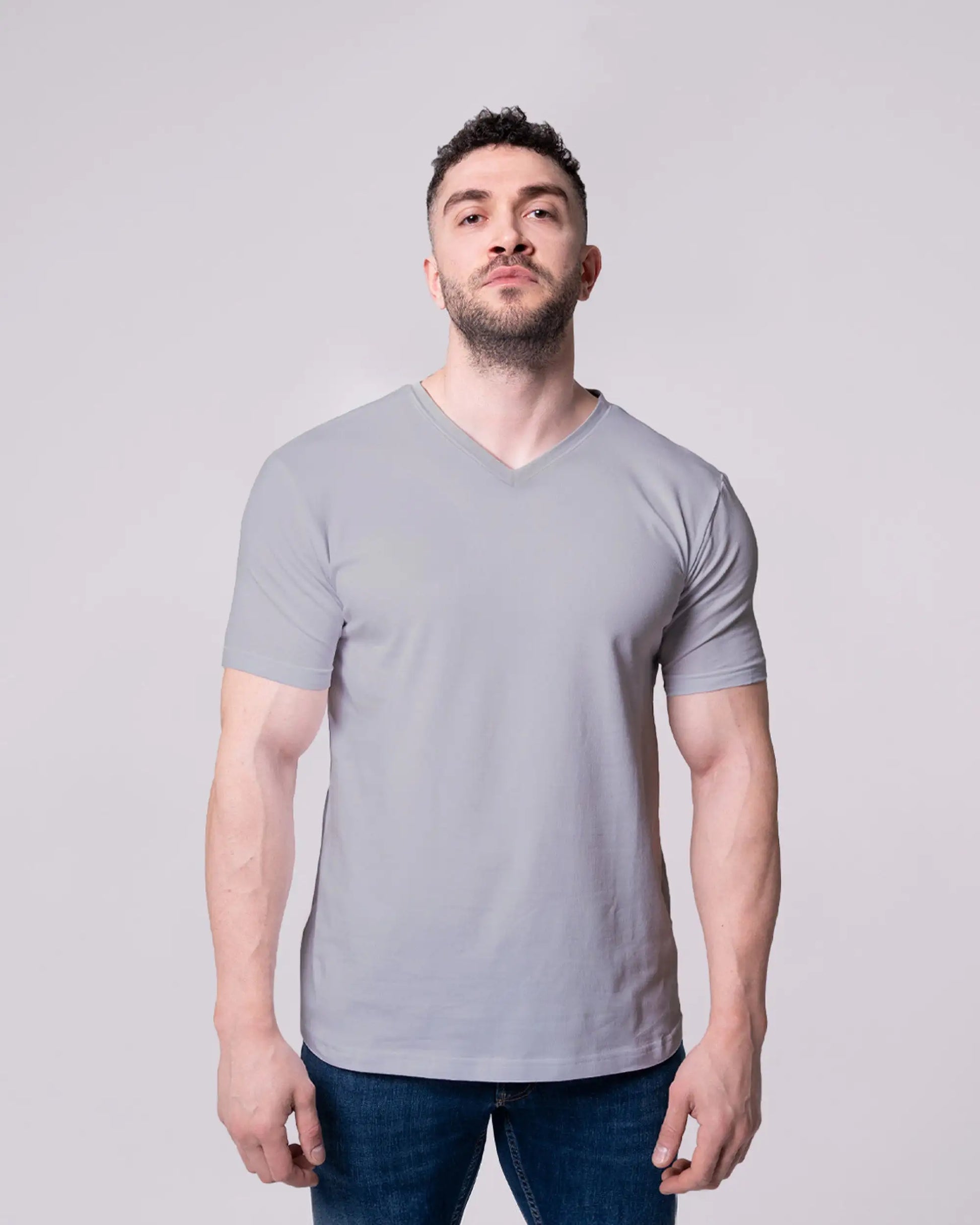 Gri V Yaka Tişört Craftlabel