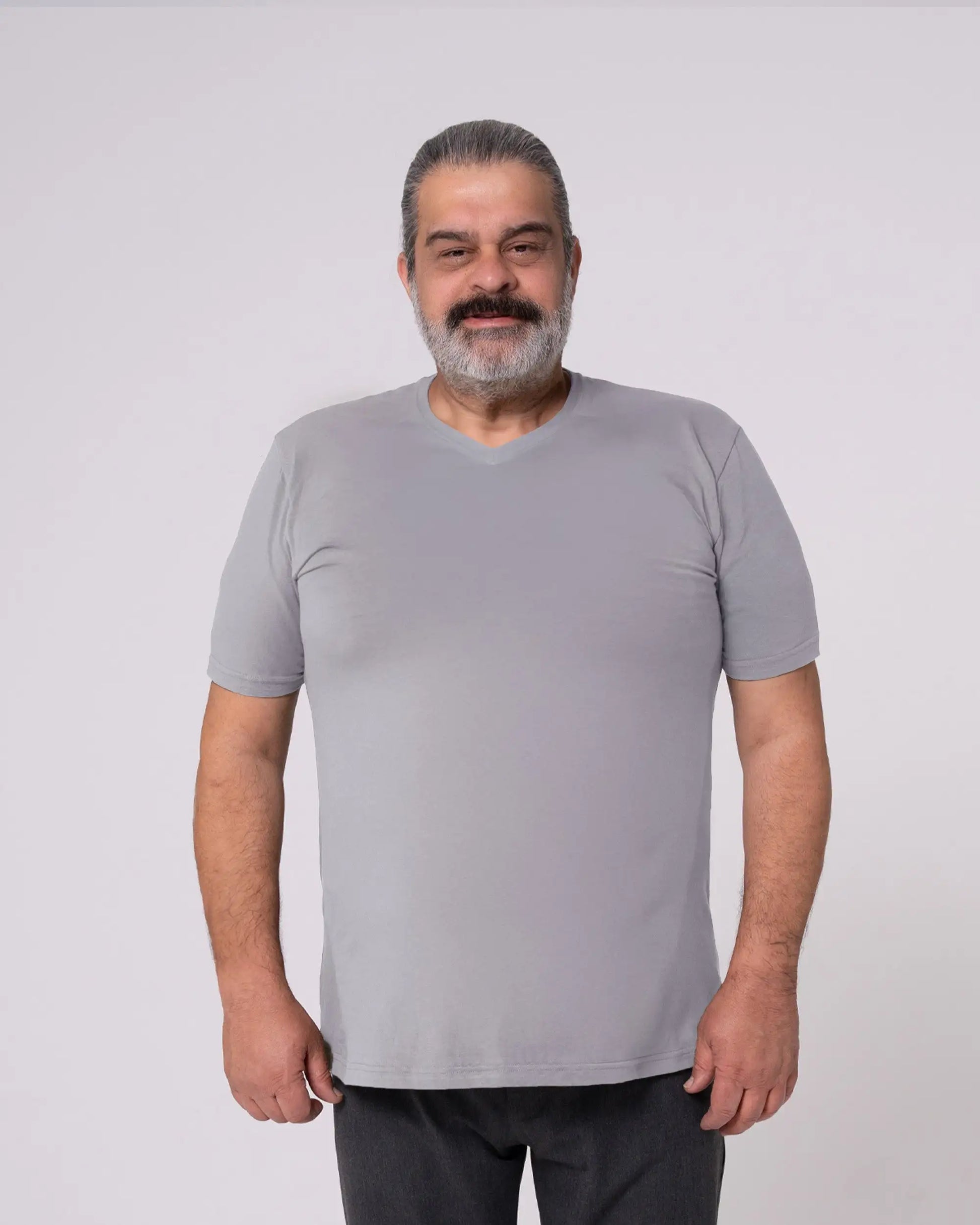 Gri V Yaka Tişört Craftlabel
