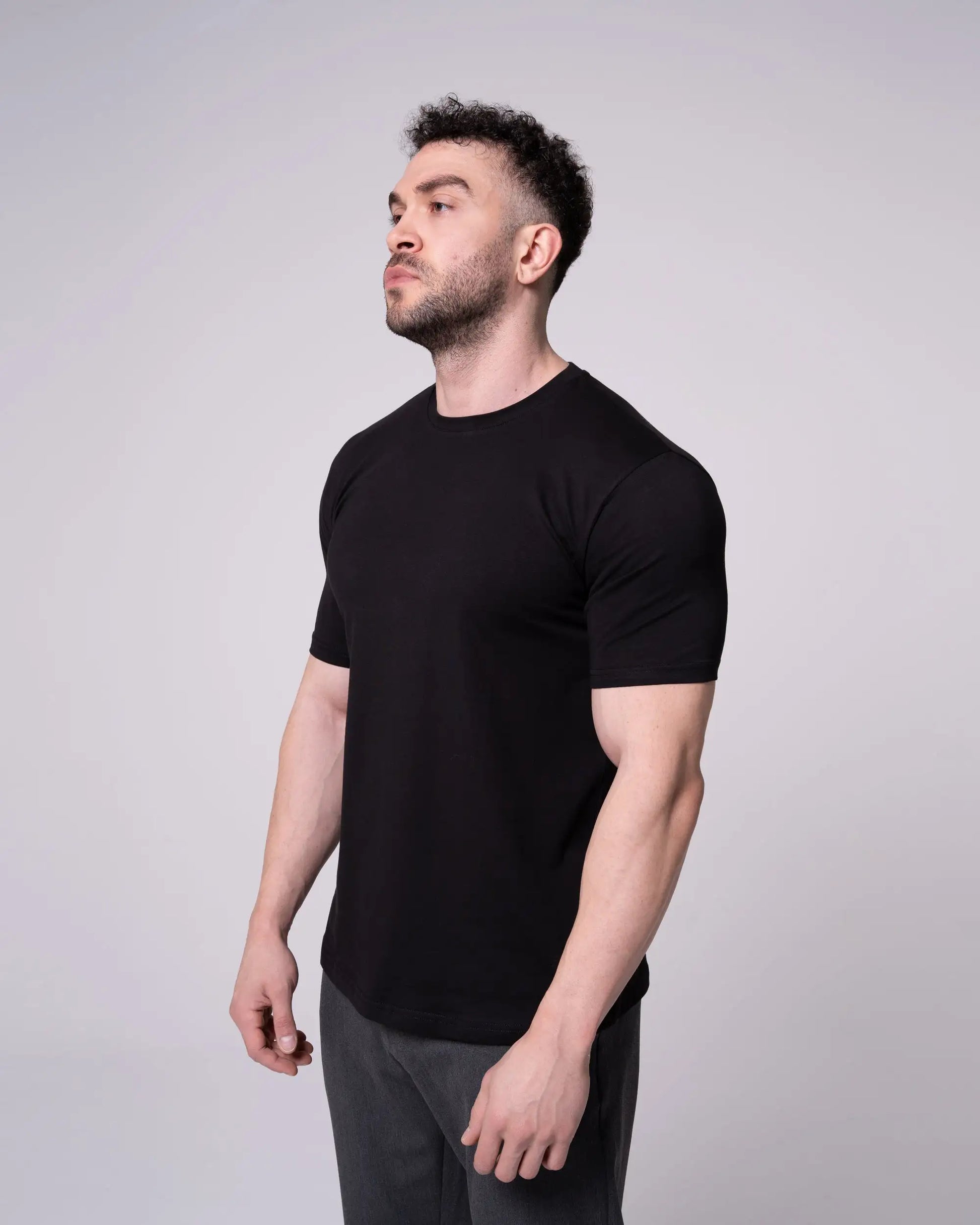 Siyah Bisiklet Yaka Tişört Craftlabel