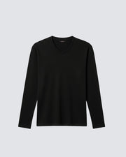 Siyah Uzun Kollu V Yaka Tişört Craftlabel