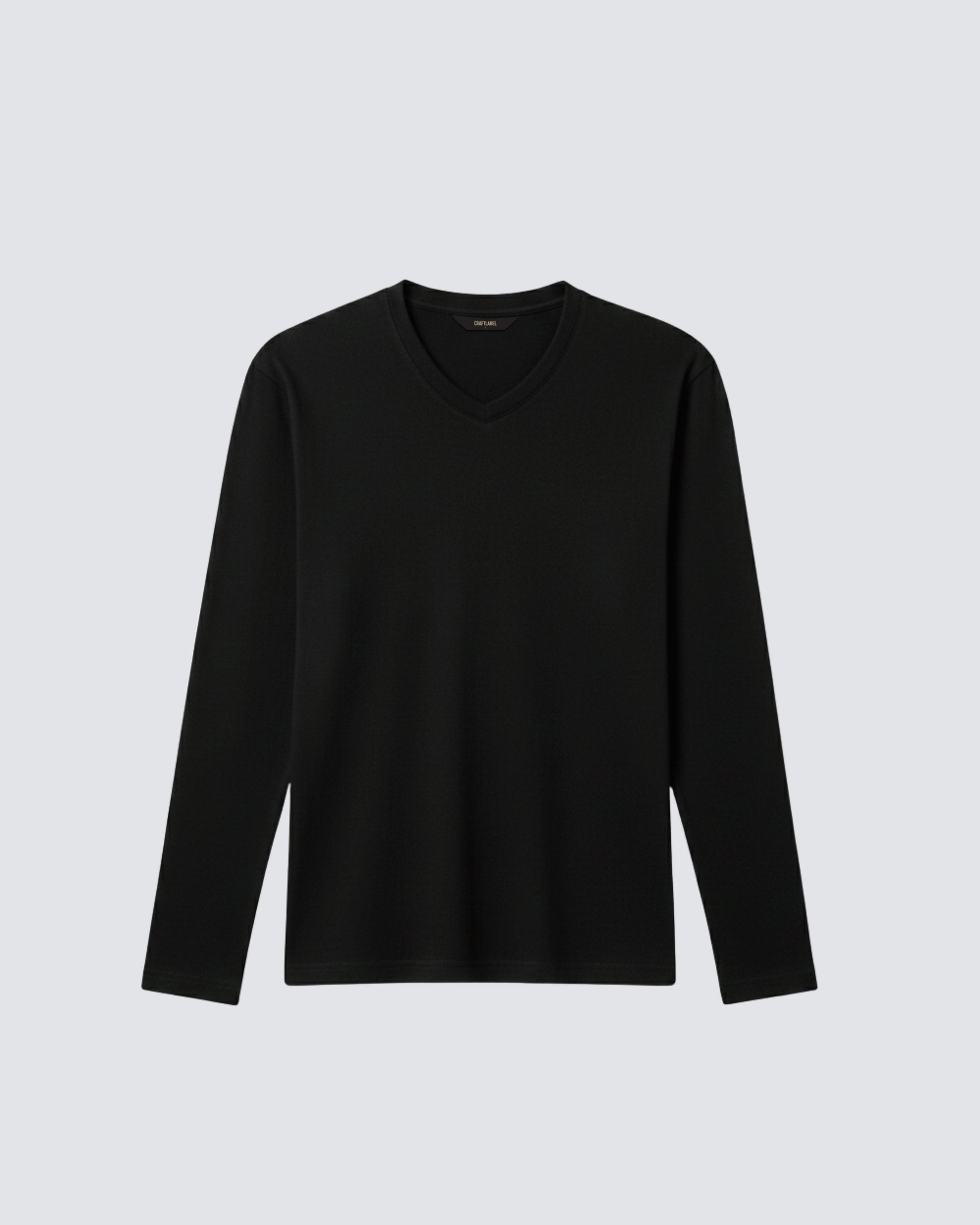 Siyah Uzun Kollu V Yaka Tişört Craftlabel