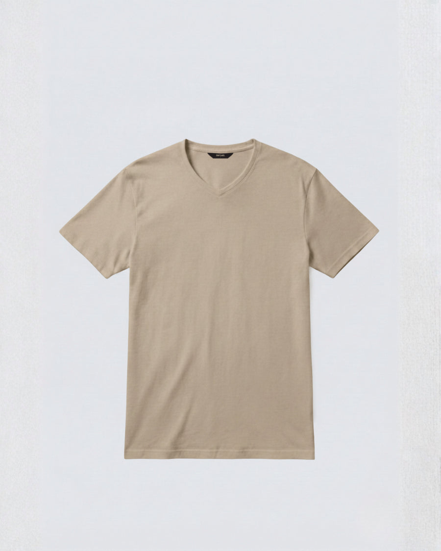 Taş Rengi V Yaka Tişört Craftlabel