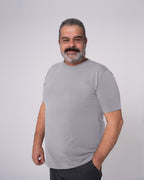Gri Bisiklet Yaka Tişört