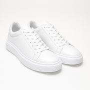 Beyaz - Beyaz Deri Sneaker +7CM Boy Uzatan Ayakkabı