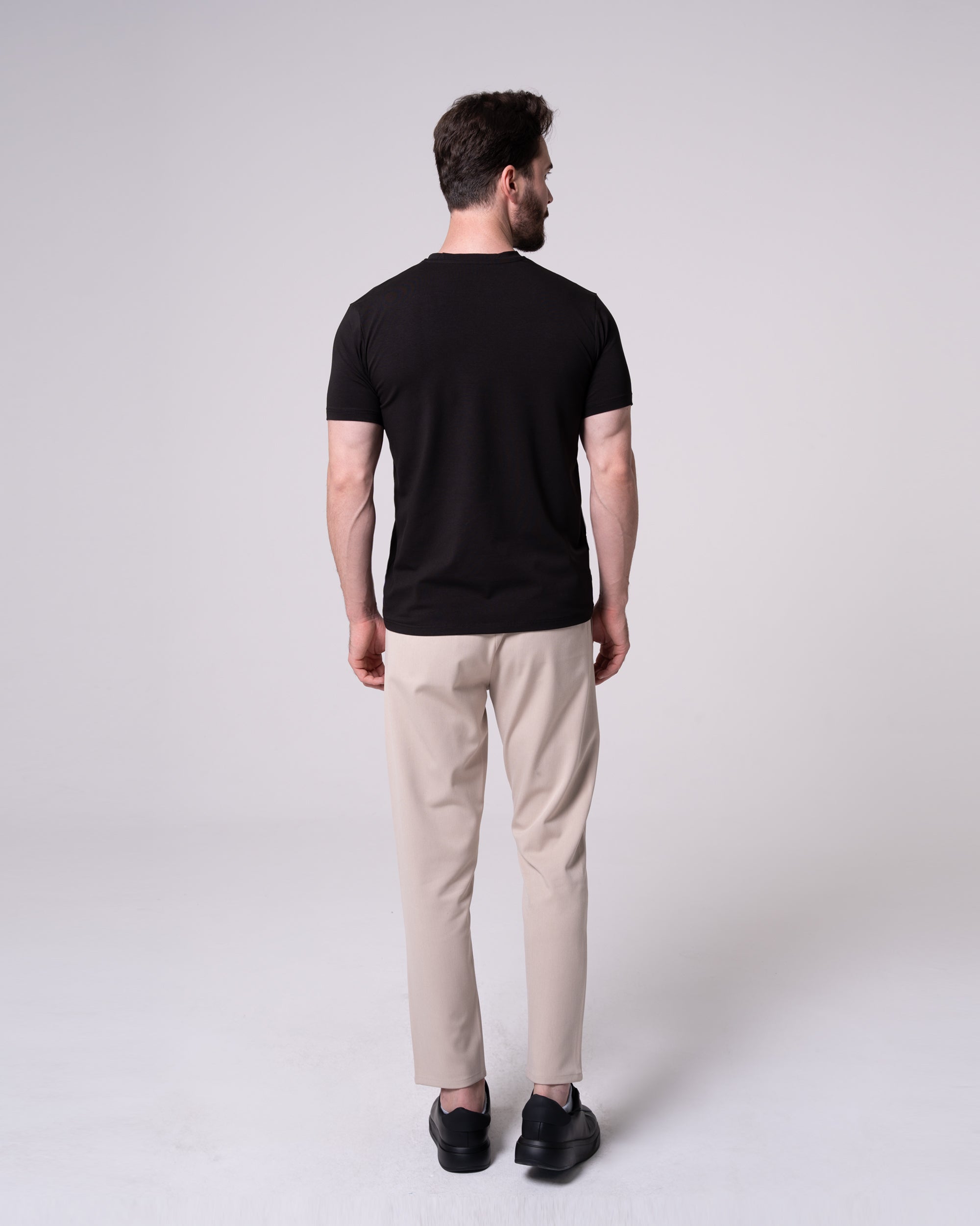 Siyah Bisiklet Yaka Tişört Craftlabel