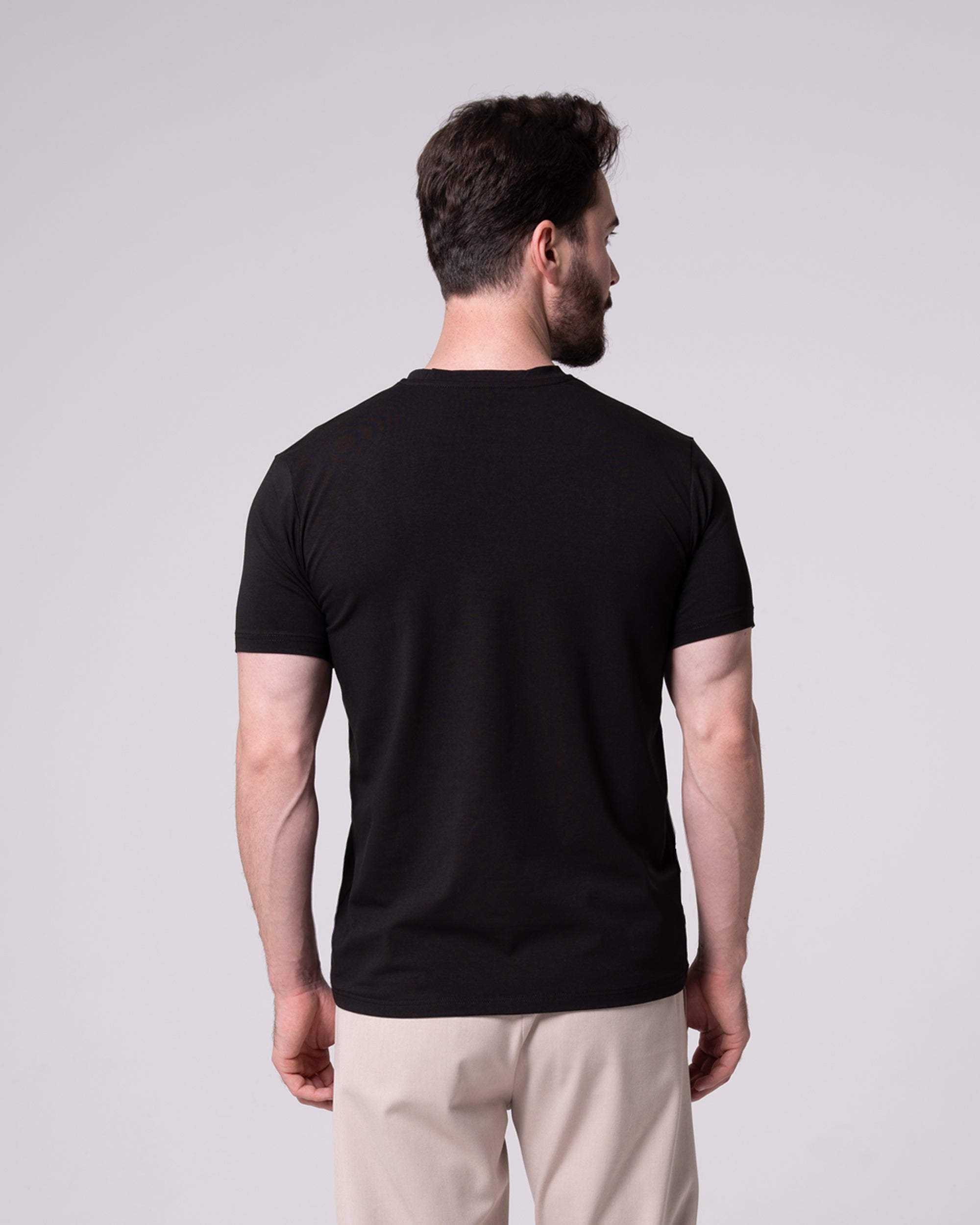 Siyah Bisiklet Yaka Tişört Craftlabel