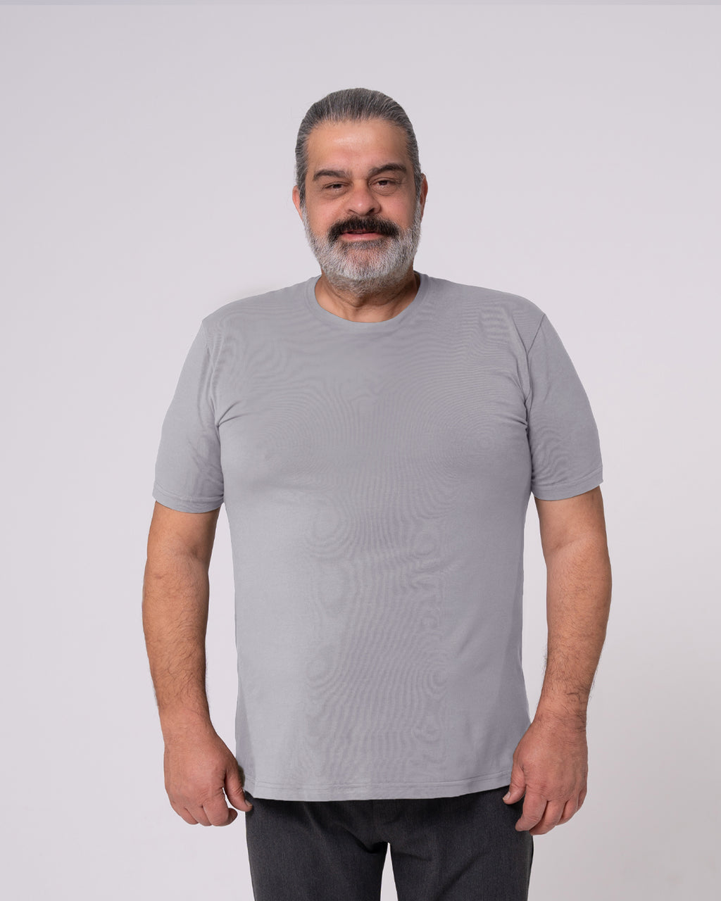 Gri Bisiklet Yaka Tişört