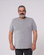 Gri Bisiklet Yaka Tişört
