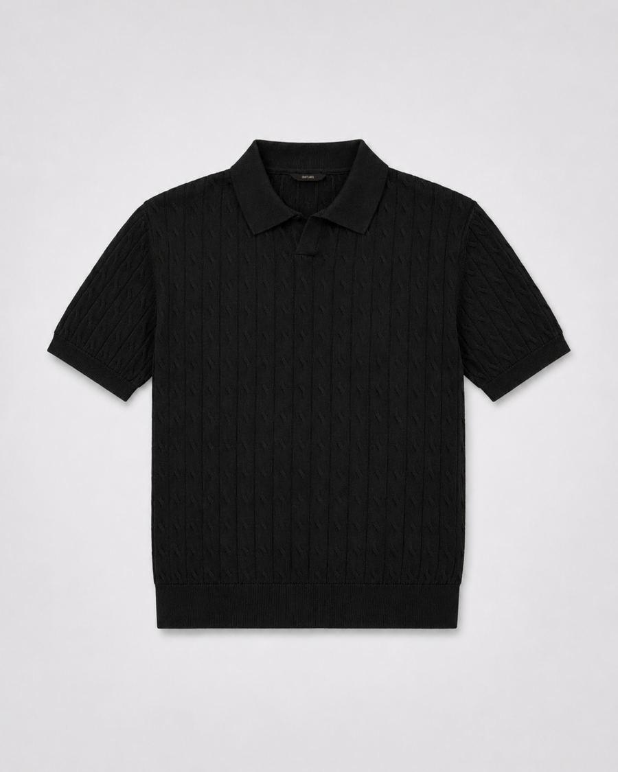 Siyah Triko Polo Yaka Tişört